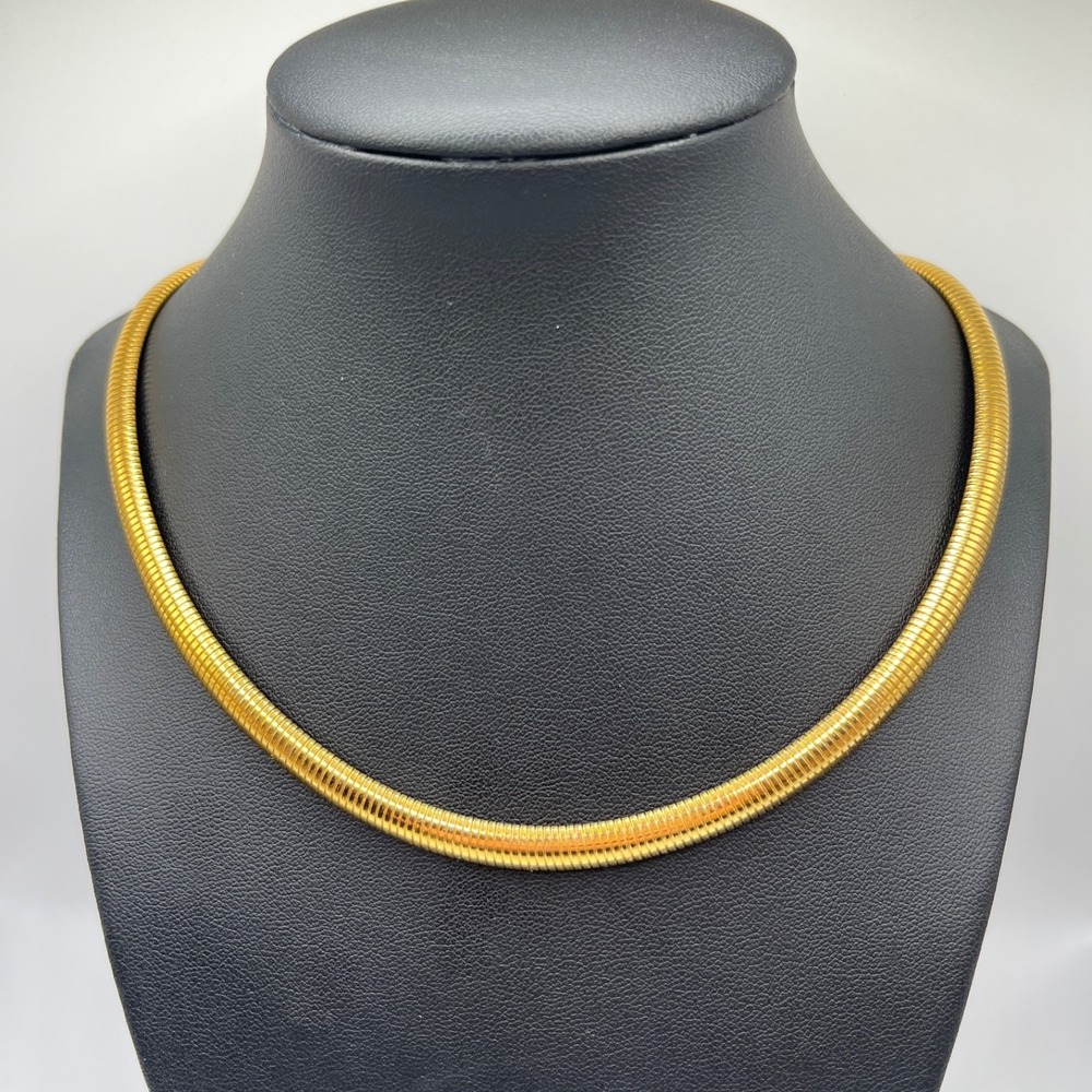 Vintage‎ Gold Tone Omega Choker Necklace Cleopatra 80s Style 17"